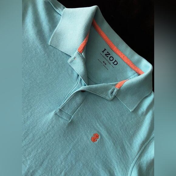 IZOD Advantage Performance Polo Light Blue/Orange Mens sz M - Picture 2 of 7